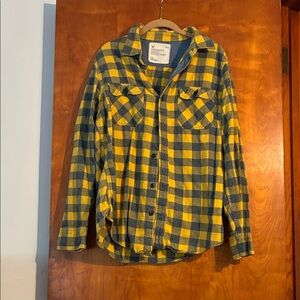 American Eagle Outfitters Blue and Yellow Plaid Shirt